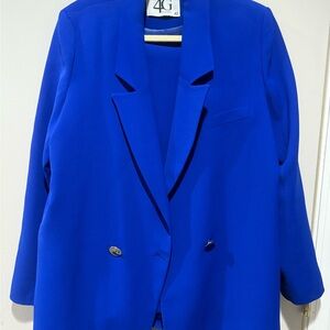 Classic Women's Cobalt Blue Double-Breasted Blazer and pant